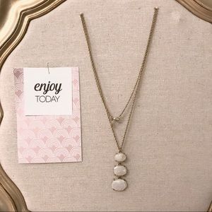LOFT Long Gold 3 Stone Layering Necklace